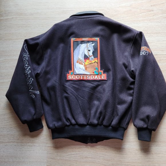 Schneiders Bomber Jakcet Scottsdale'07 Wool Blend Leather Trim Zip Black